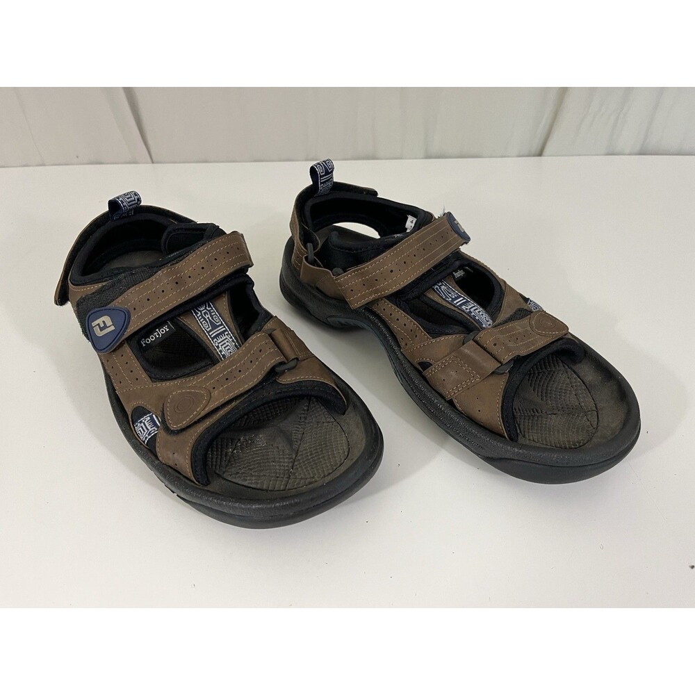 Footjoy Men's Leather Golf Sandals Hook & Loop Adjustable Closure Soft Spike 10M